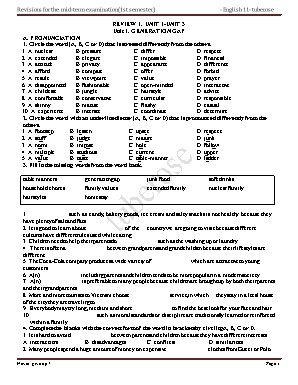 Revisions for the mid-term examination (1st semester) English 11
